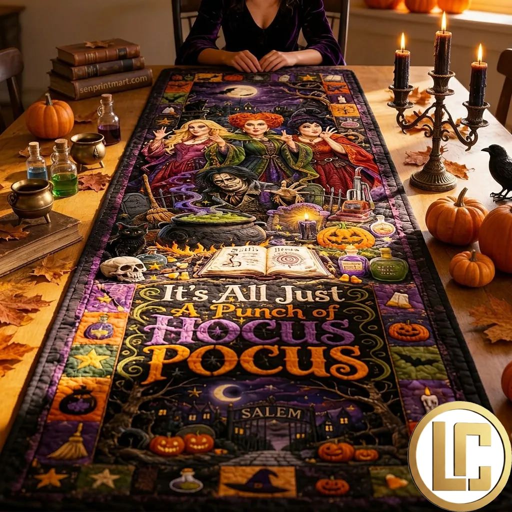 Hocus Pocus Sanderson Sisters Salem Halloween Table Runner