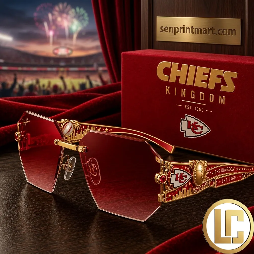 Kansas City Chiefs Premium Gold Rimless Unisex Sunglasses