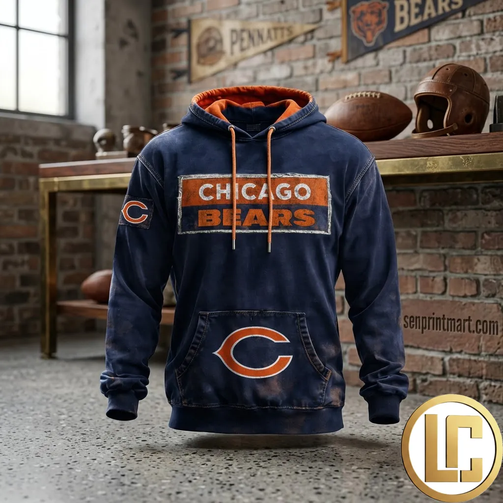 Chicago Bears Premium Vintage Style Graphic Hoodie