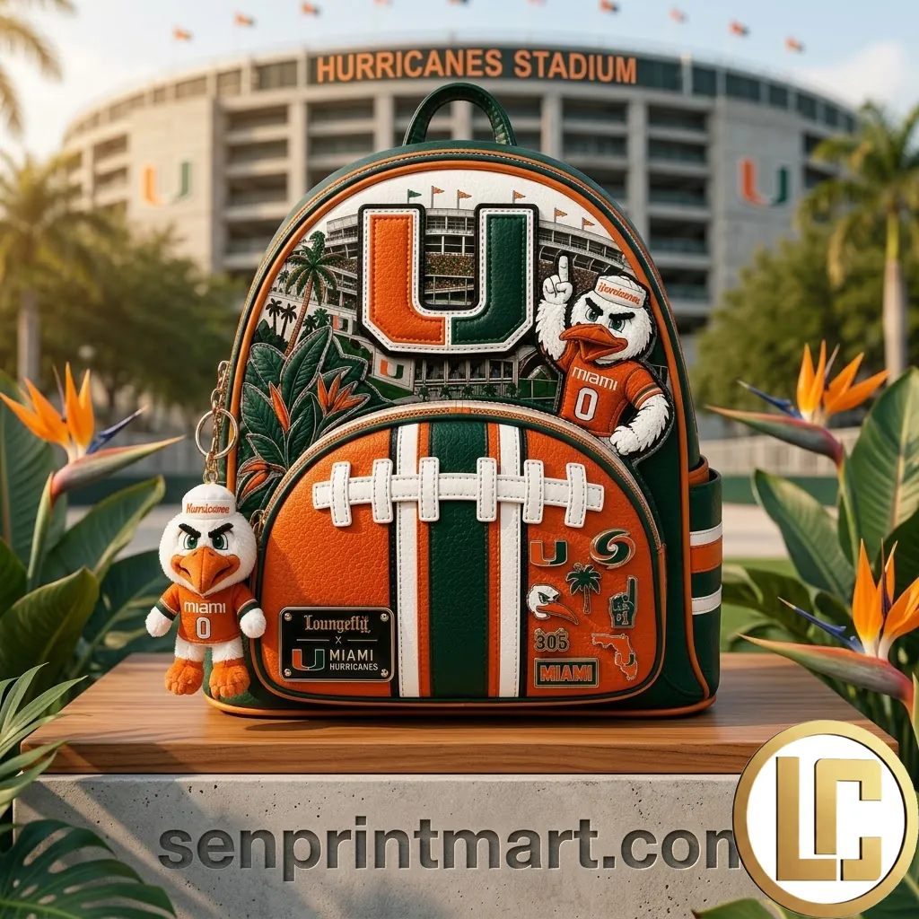 Miami Hurricanes Loungefly Premium 3D Logo Football Backpack