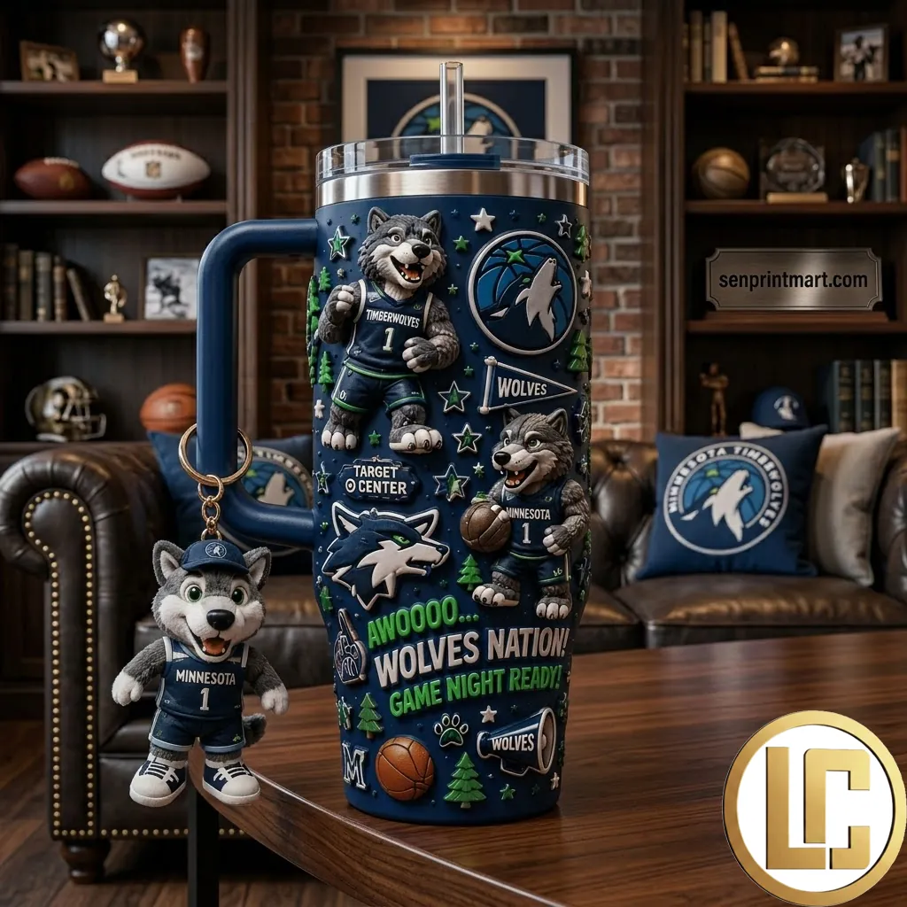 Minnesota Timberwolves Wolves Nation 3D Graphic 40oz Tumbler