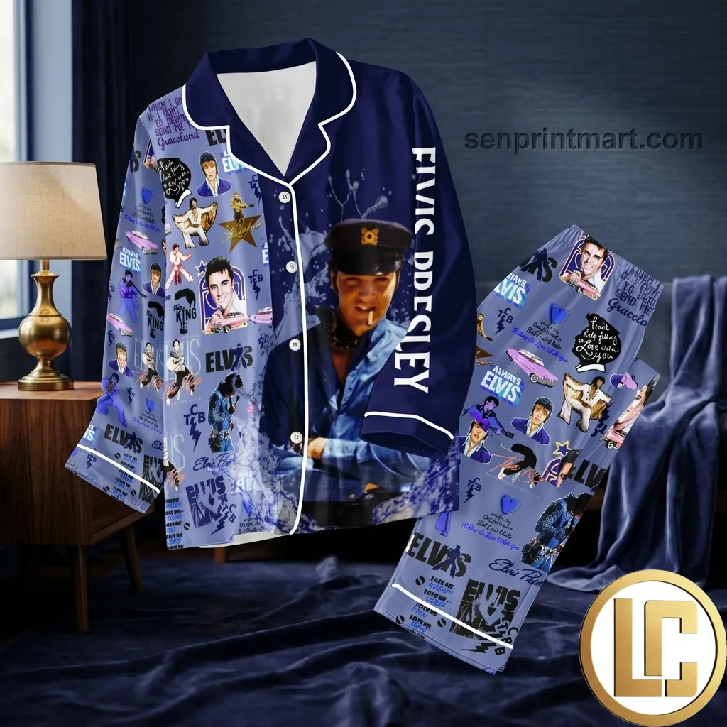 Elvis Presley Graceland Tribute Satin Pajama Set