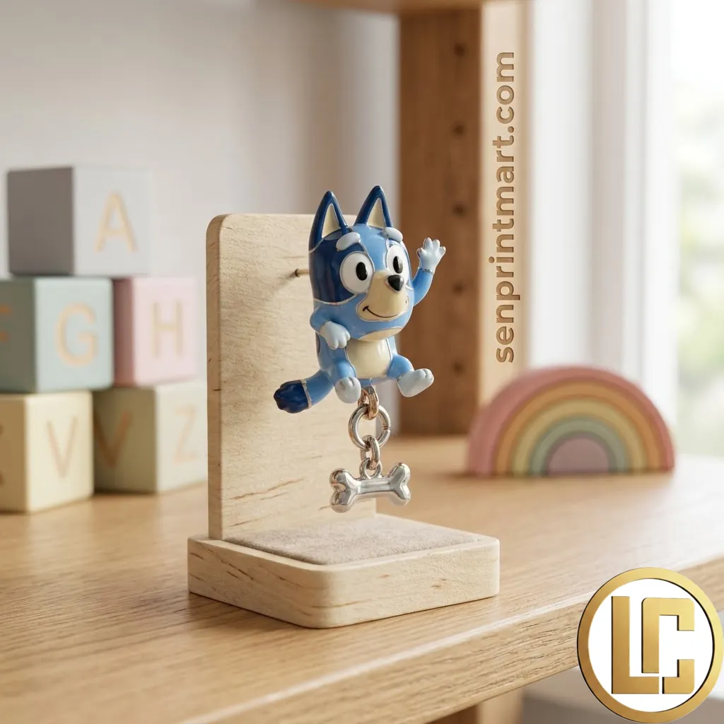 Bluey Character 3D Cartoon Figurine Keychain