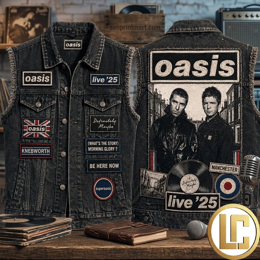 Oasis Live 25 Tour Premium Vintage Black Denim Vest