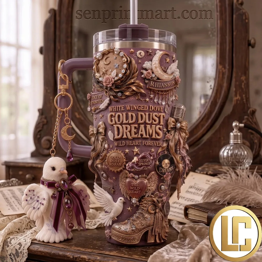 Gold Dust Dreams White Winged Dove 40oz Insulated Tumbler