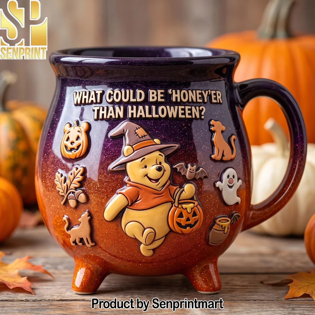 Winnie The Pooh Halloween Cauldron 3D Ceramic Mug