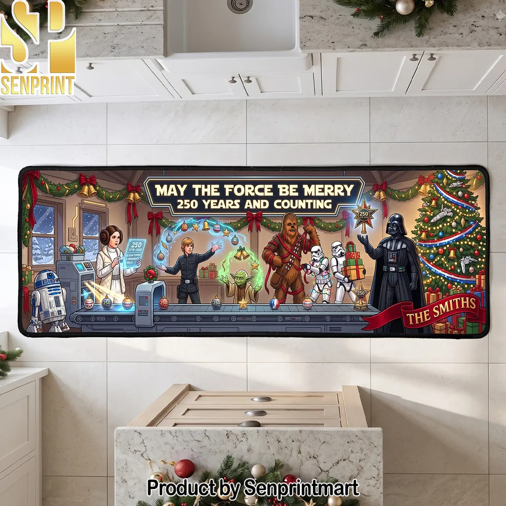 Star Wars May The Force Be Merry Personalized Christmas Runner Rug