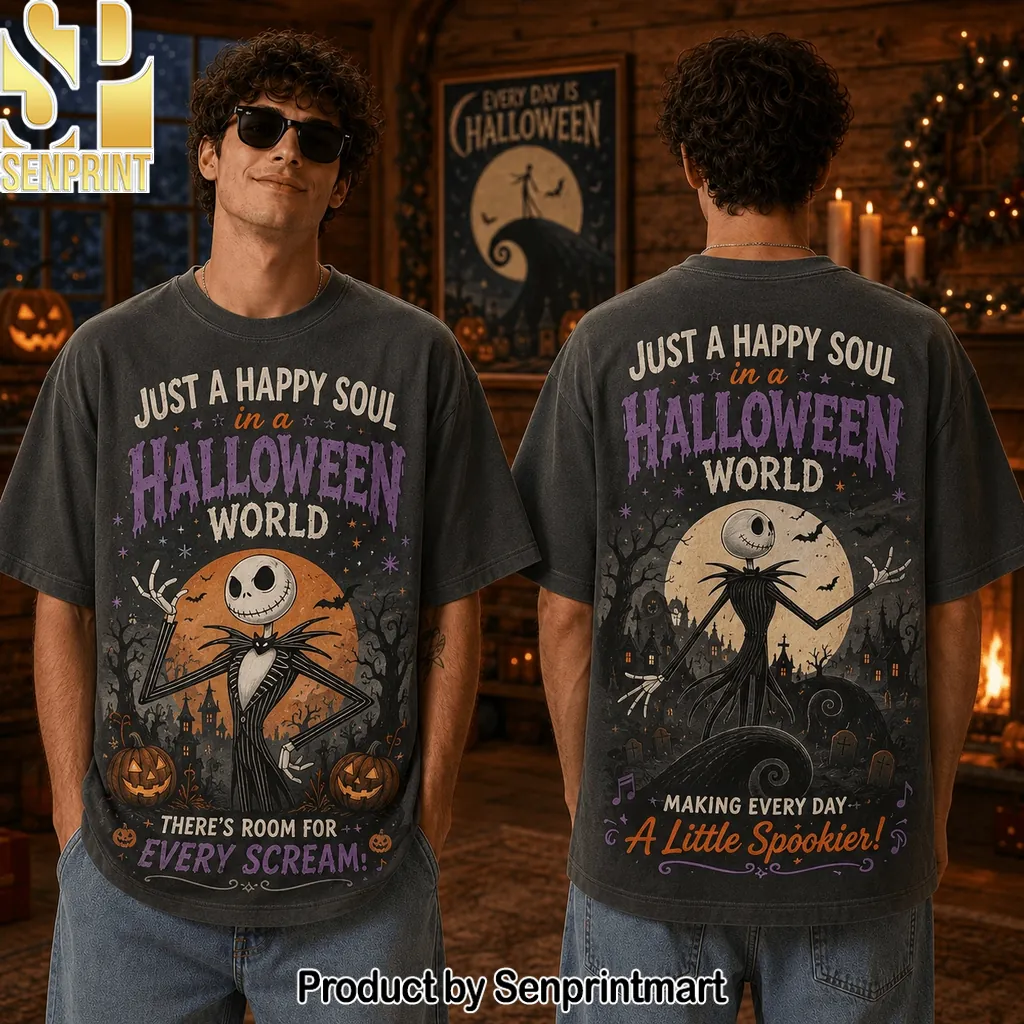 Jack Skellington Just A Happy Soul Halloween Graphic T-Shirt