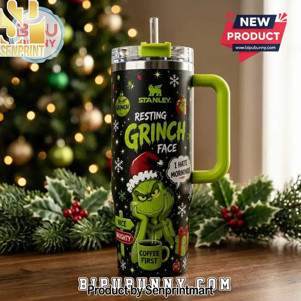 The Grinch Resting Grinch Face Christmas 40oz Tumbler