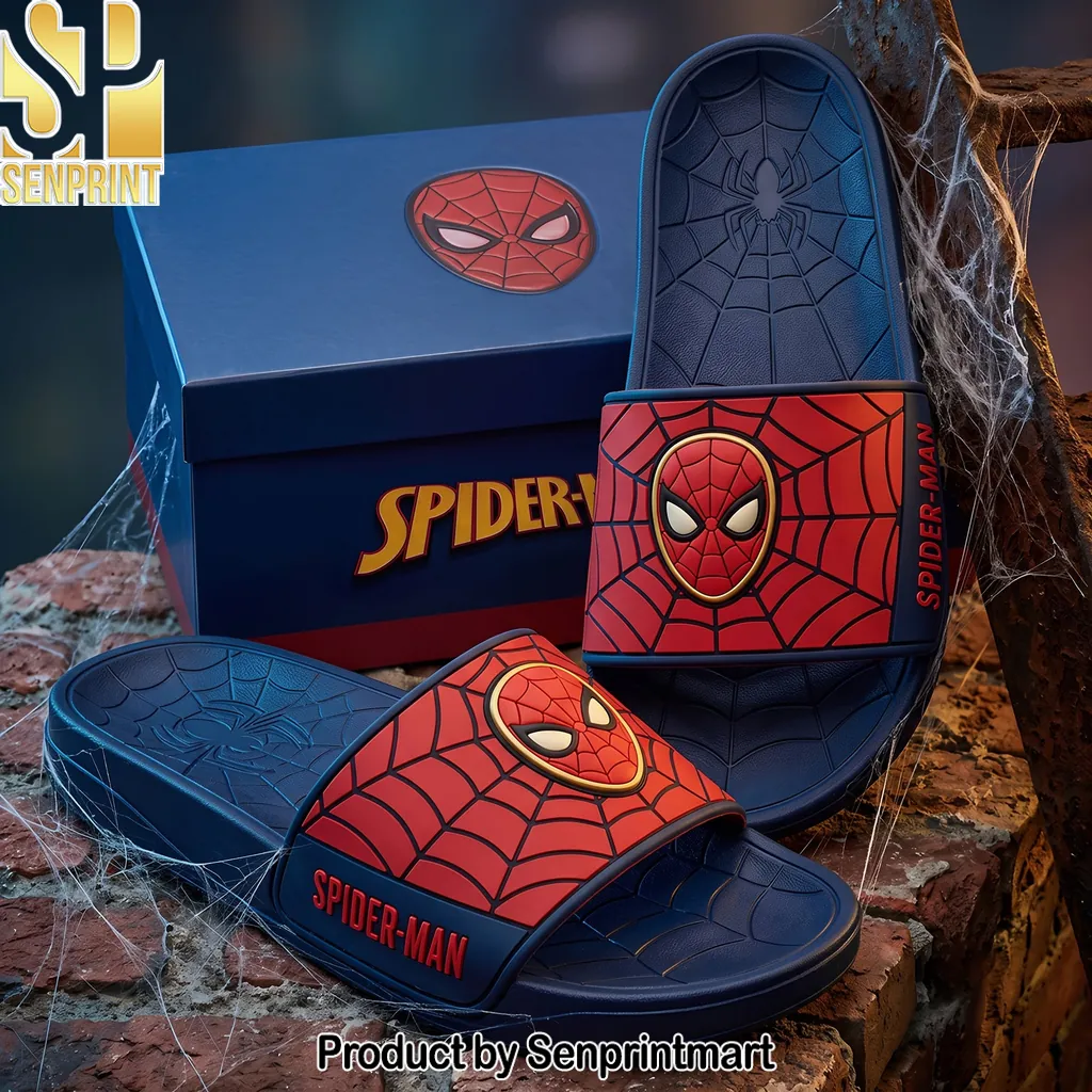 Spider-Man Themed Red and Blue Superhero Slide Sandals