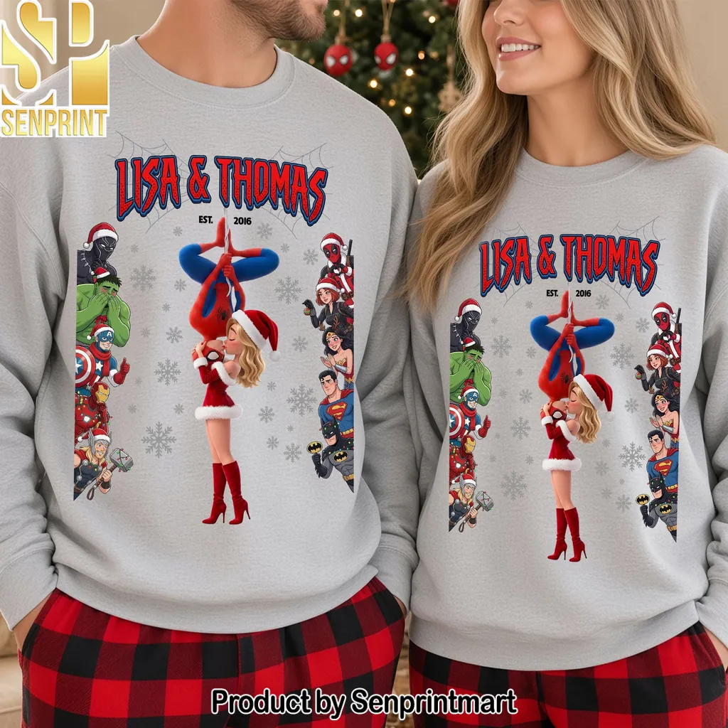 Personalized Superhero Couple Christmas Matching Sweatshirt