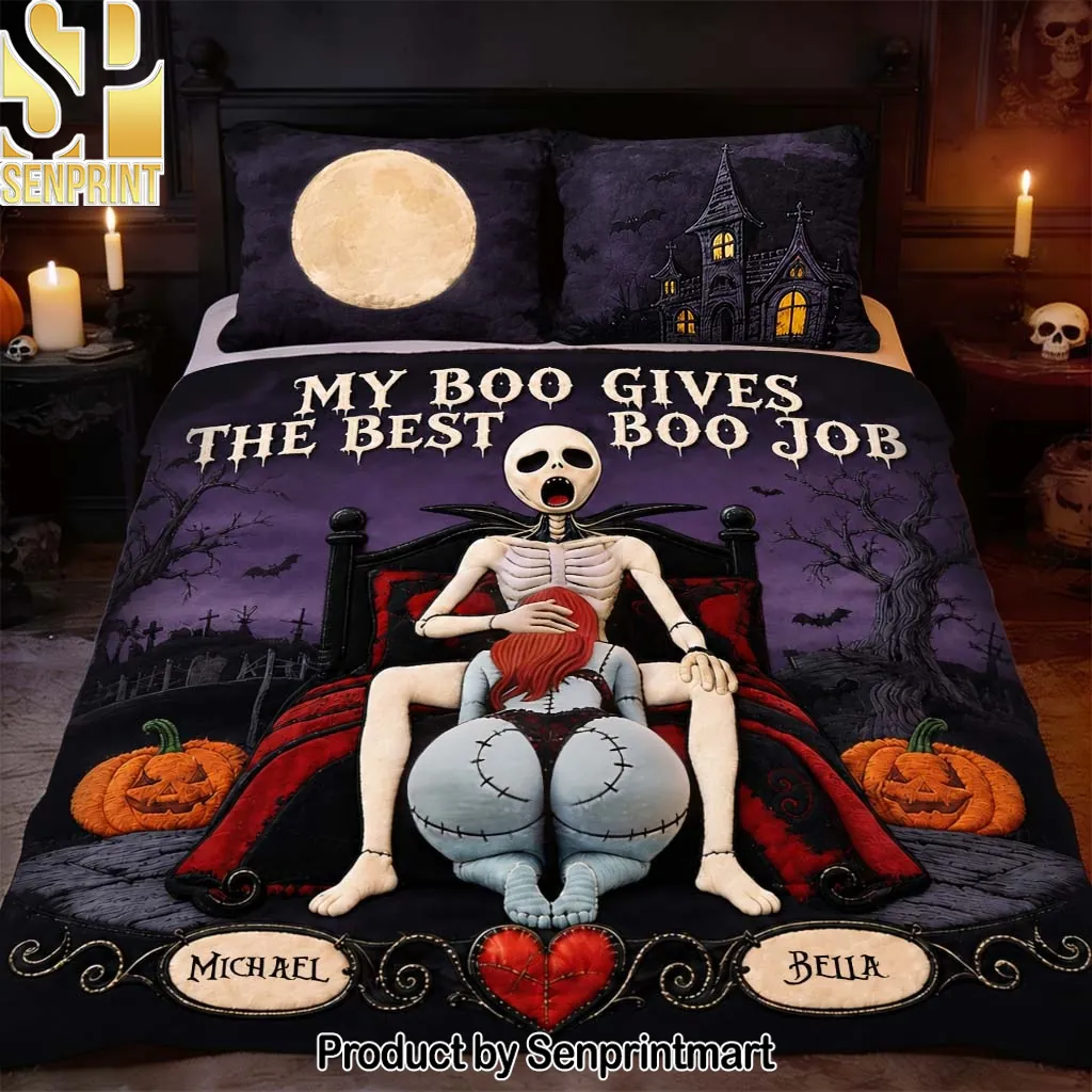 Personalized Skeleton Couple Dark Humor Gothic Bedding Set