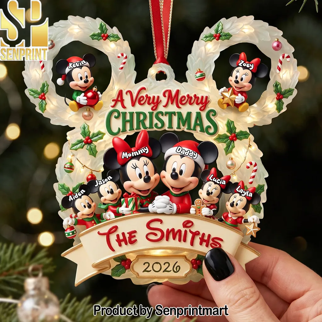 Personalized Mickey And Minnie Mouse Family Christmas Ornament