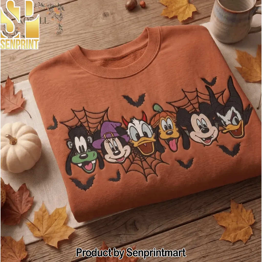 Disney Halloween Characters Embroidered Orange Sweatshirt