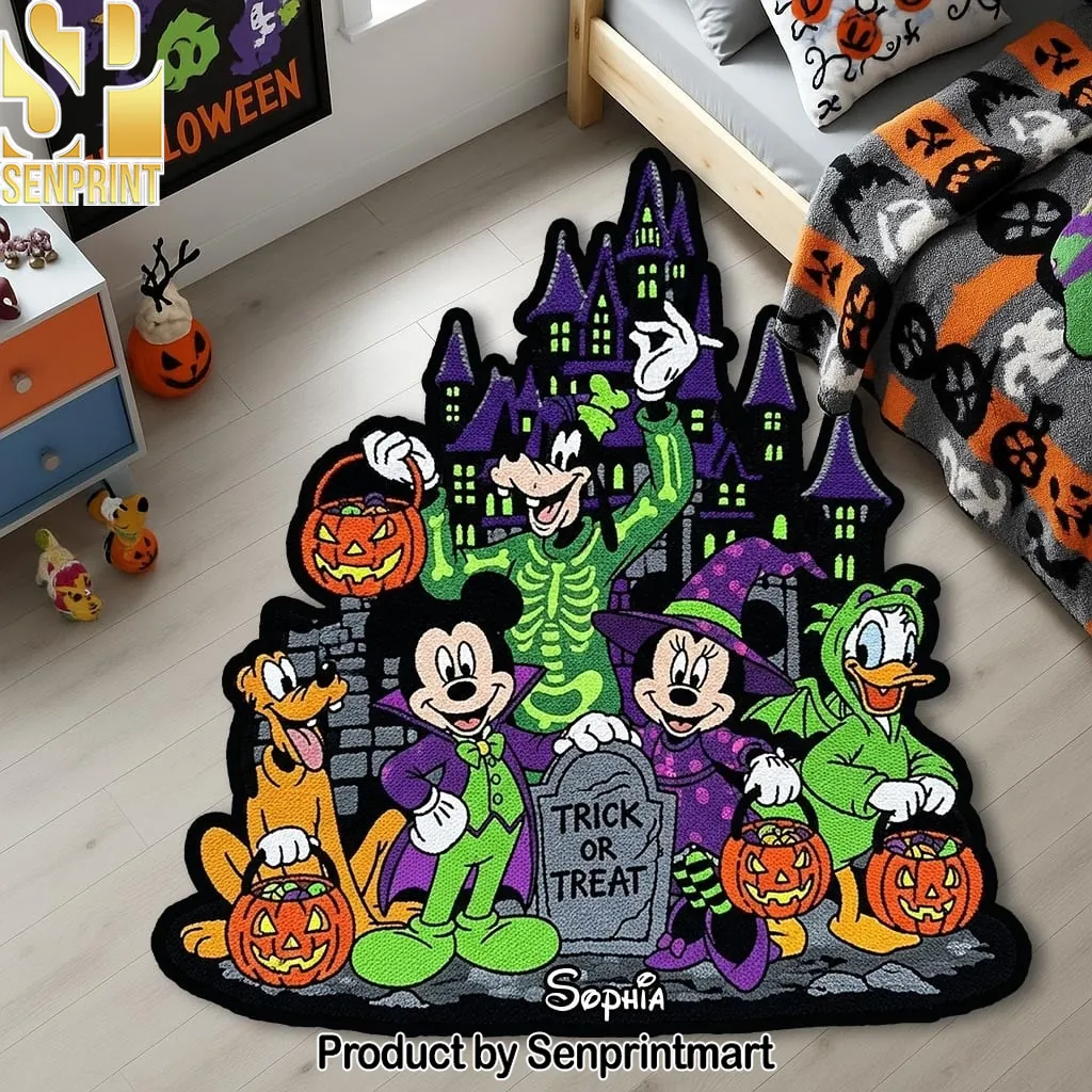 Personalized Disney Halloween Trick Or Treat Custom Shape Rug