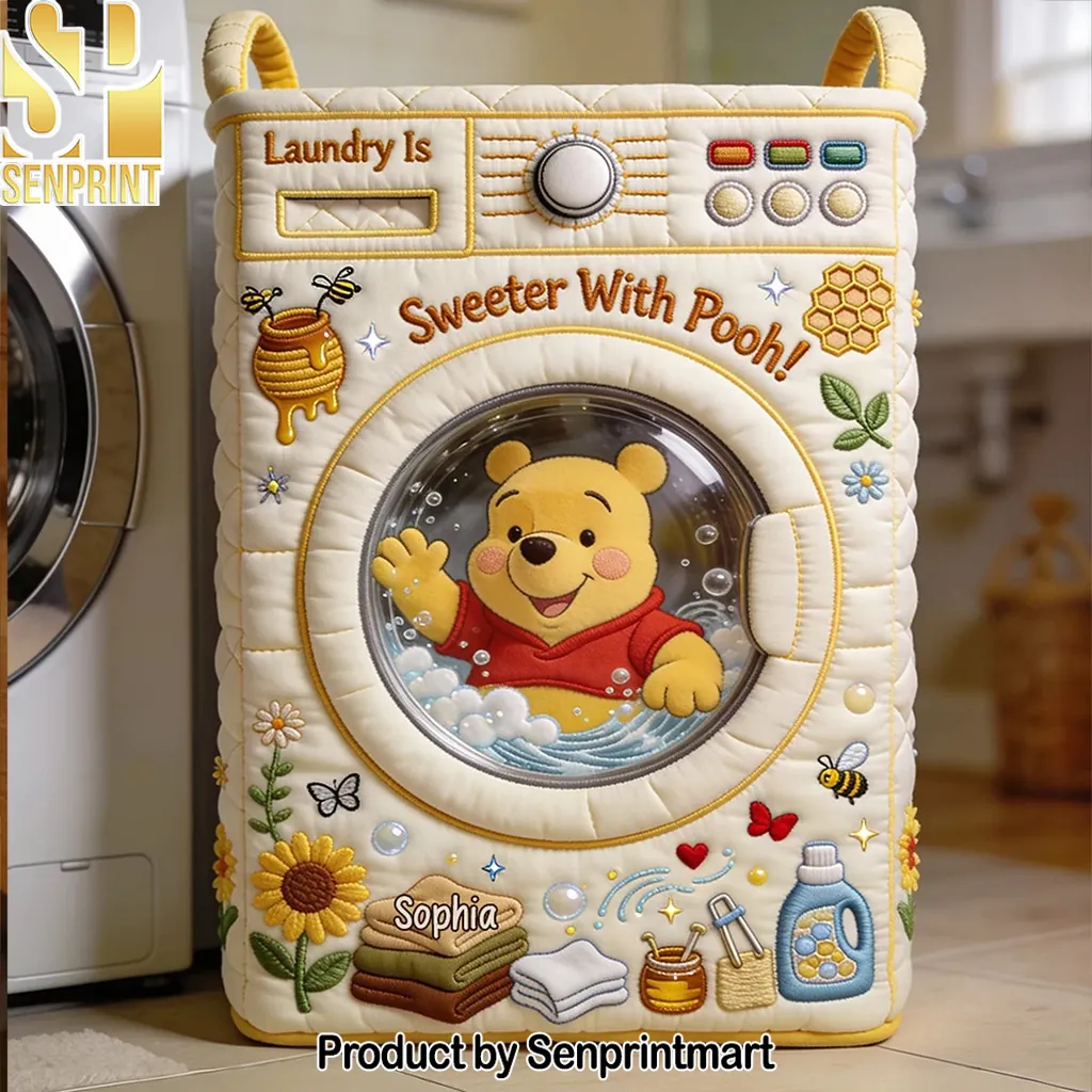 Personalized Laundry Is Sweeter With Pooh Quilted Laundry Basket