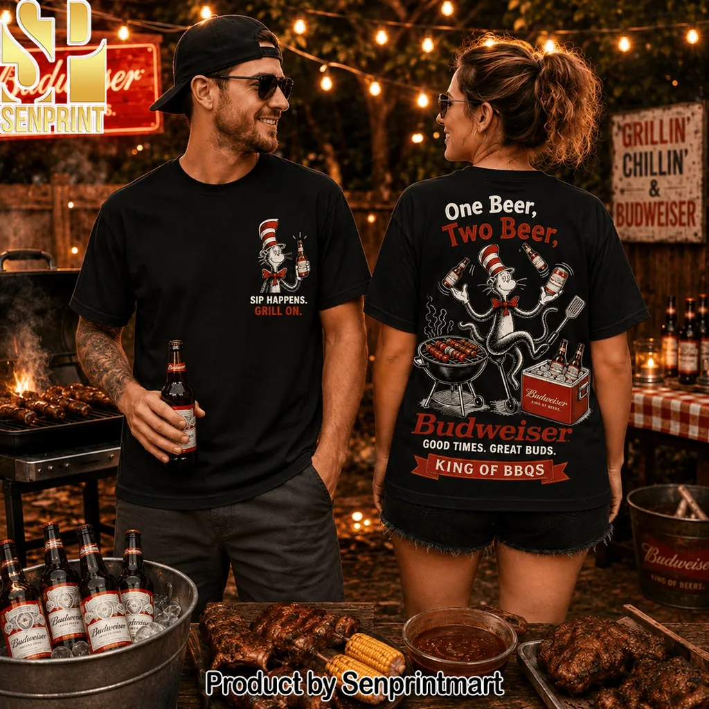 Cat In The Hat Budweiser King Of BBQs Graphic T-Shirt