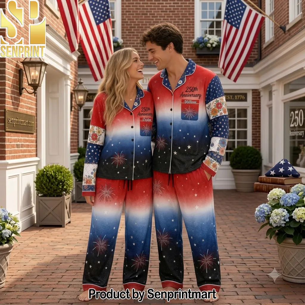 Personalized 250th Anniversary Patriotic Floral Pajamas Set
