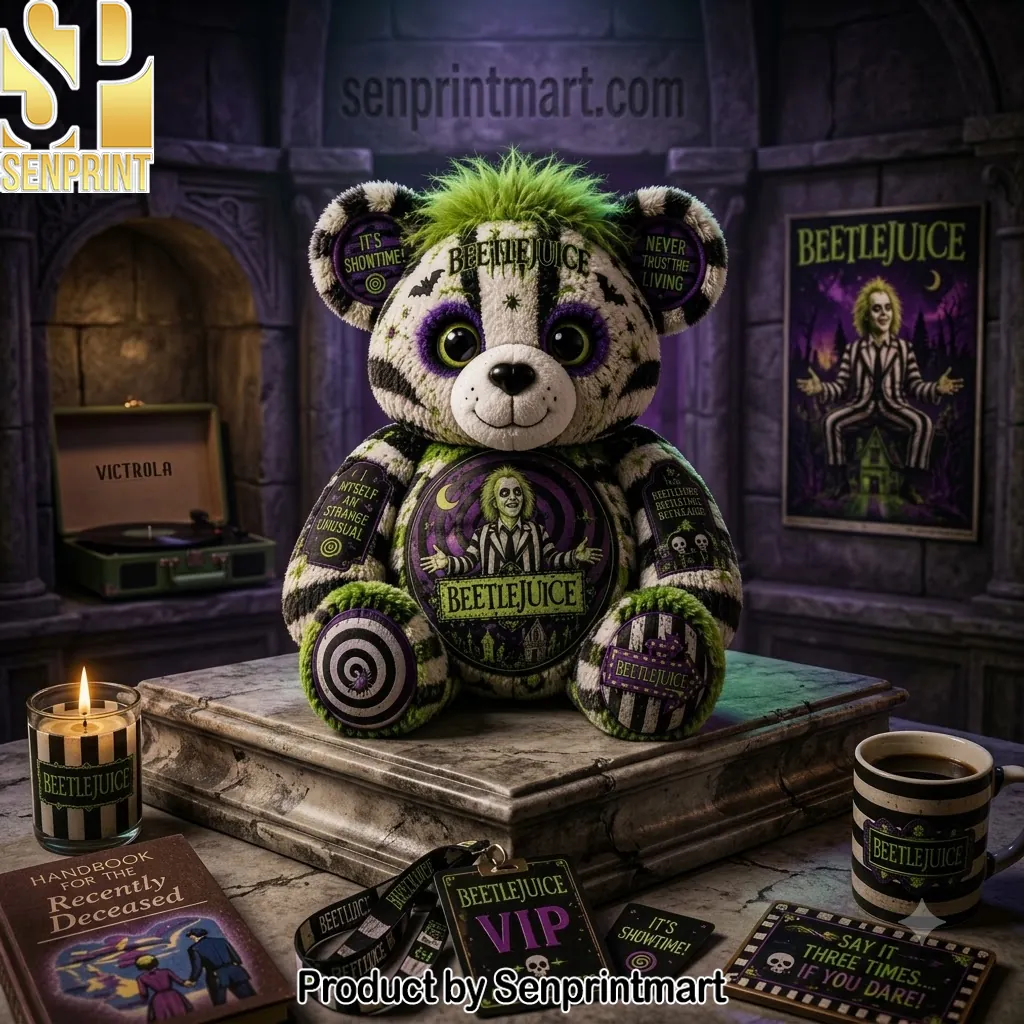 Beetlejuice It’s Showtime Spooky Halloween Collectible Plush Bear
