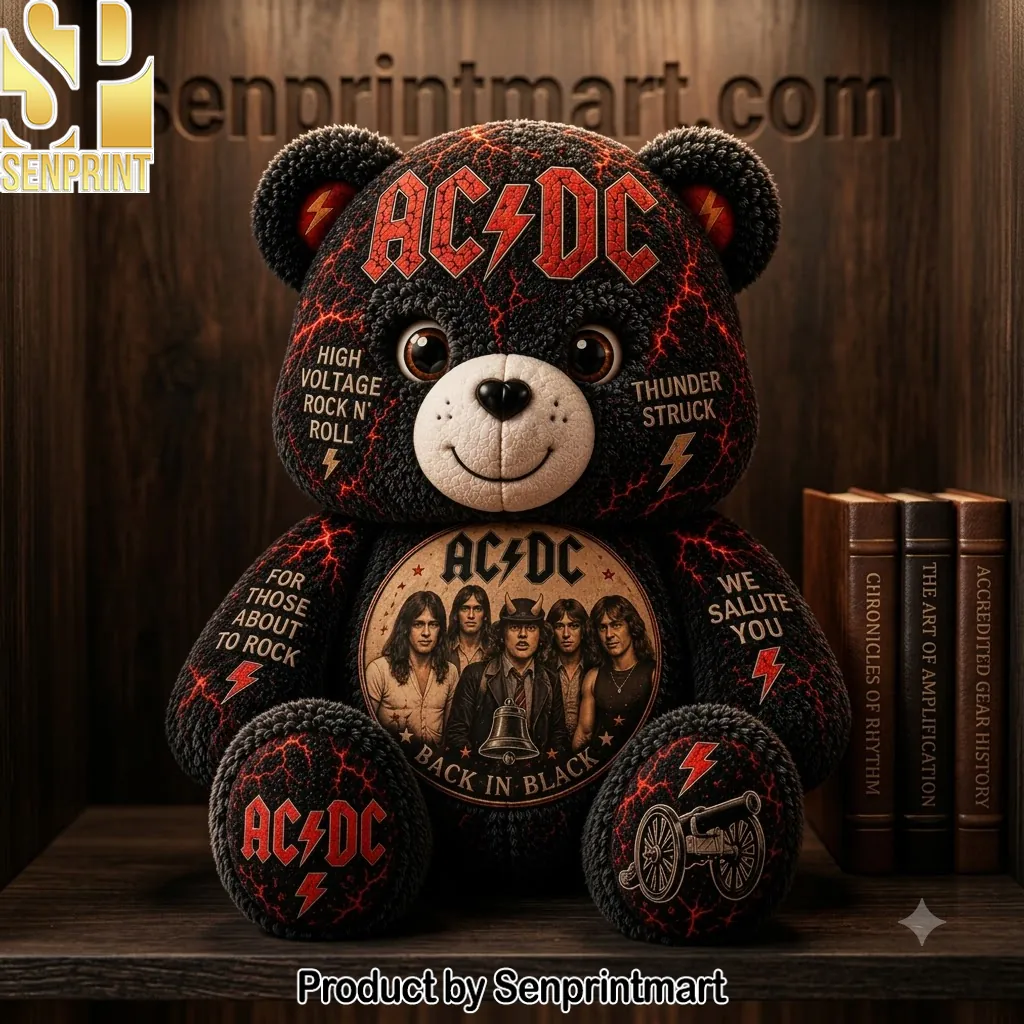 AC/DC Back In Black Rock Music Band Commemorative Plush Bear