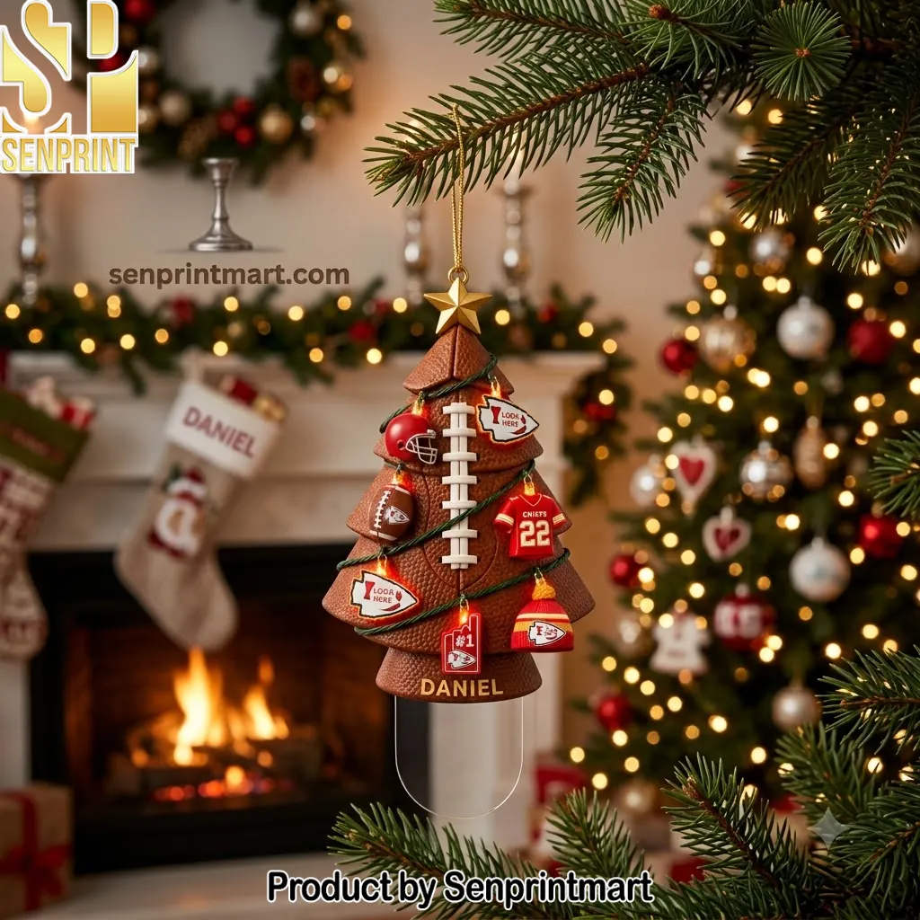 Kansas City Chiefs Personalized Football Christmas Tree Ornament