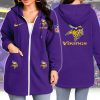 Custom Name Minnesota Vikings Purple Longline Zip Up Hoodie