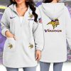 Custom Name Minnesota Vikings Purple Longline Zip Up Hoodie