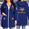 Custom Name Minnesota Vikings Purple Longline Zip Up Hoodie