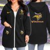 Custom Name Minnesota Vikings Purple Longline Zip Up Hoodie