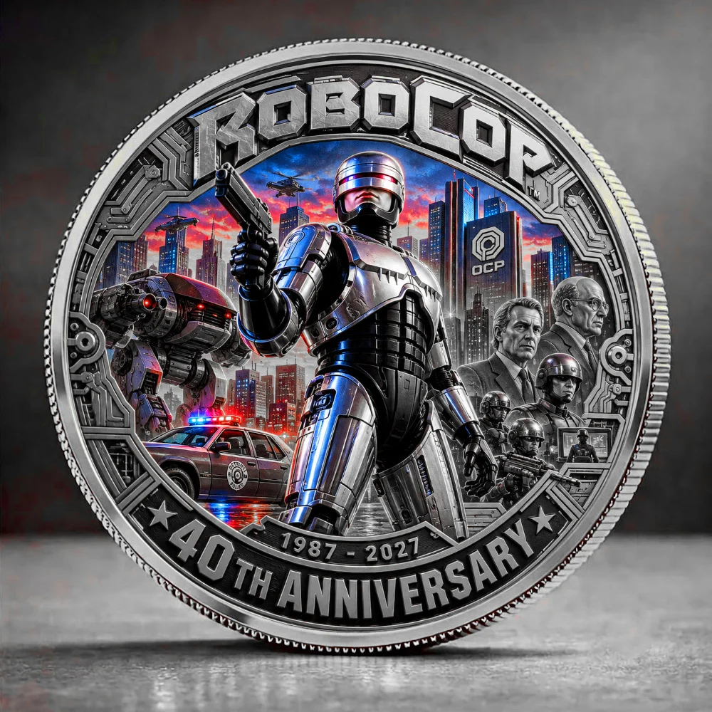 Robocop 40th Anniversary 1987-2027 Gold Plated Sci-Fi Movie Collectible Commemorative Coin Robocop 40th Anniversary 1987-2027 Gold Plated Sci-Fi Movie Collectible Commemorative Coin