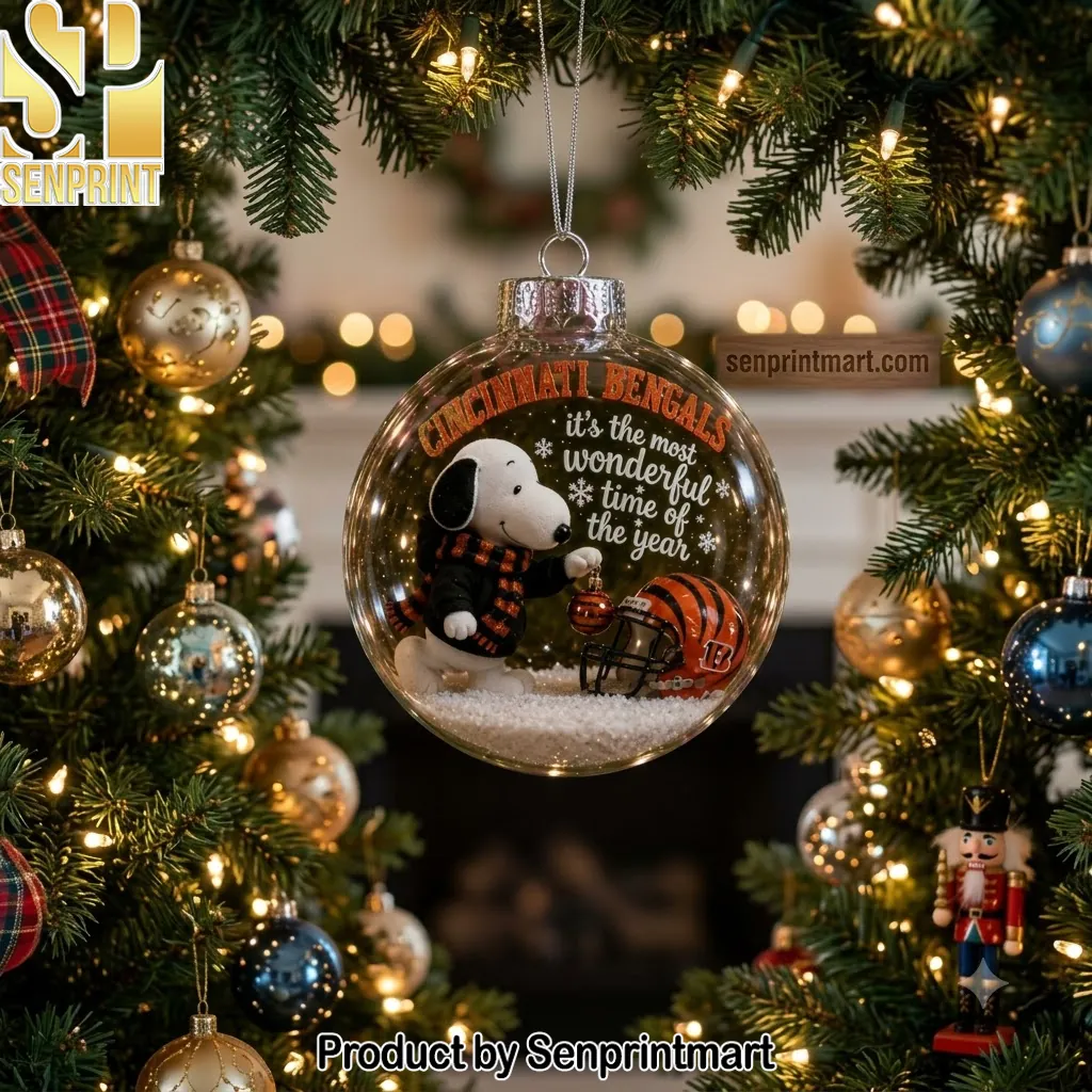 Cincinnati Bengals Snoopy It’s The Most Wonderful Time Christmas Ornament