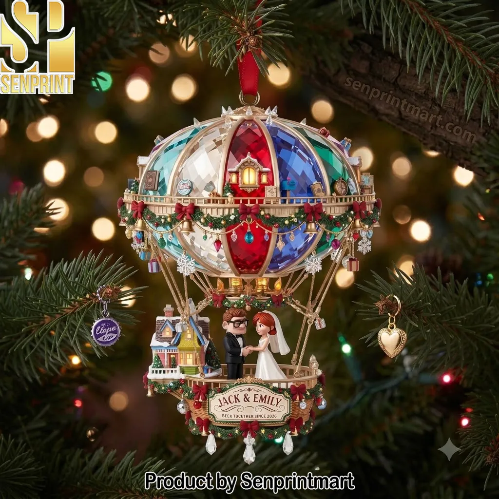 Personalized Up Inspired Couple Wedding Hot Air Balloon Christmas Ornament