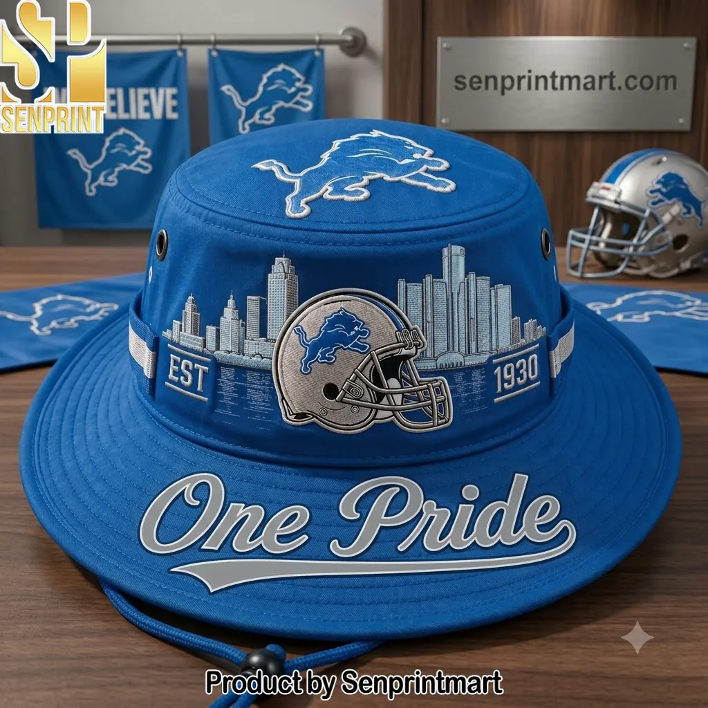 Detroit Lions One Pride Est 1930 Skyline Bucket Hat