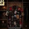 Horror Movie Legends Collage Graphic Print Casual Hawaiian Shirt Horror Movie Legends Collage Graphic Print Casual Hawaiian Shirt