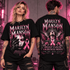 Marilyn Manson Breast Cancer Awareness Month Pink Ribbon Gothic Rock Graphic T-Shirt