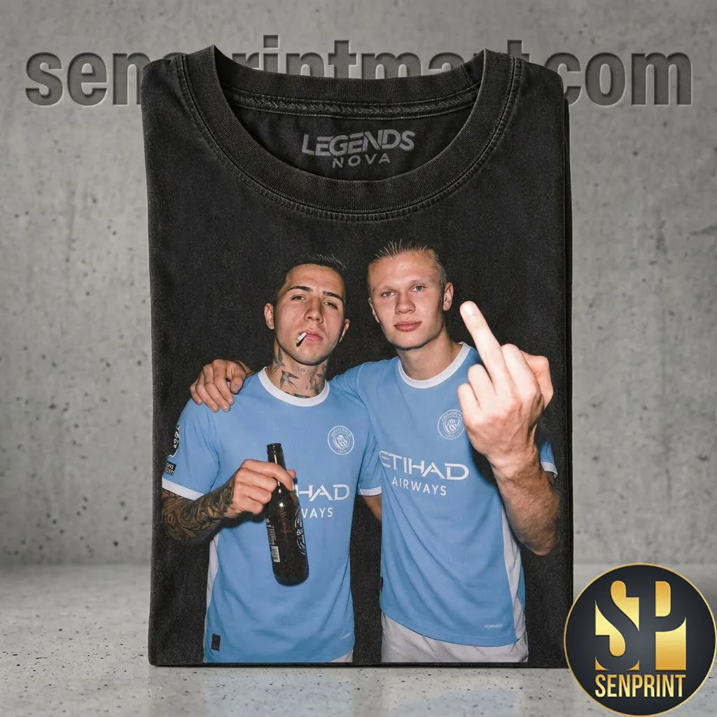 Enzo Fernandez and Erling Haaland Vintage Graphic T-Shirt