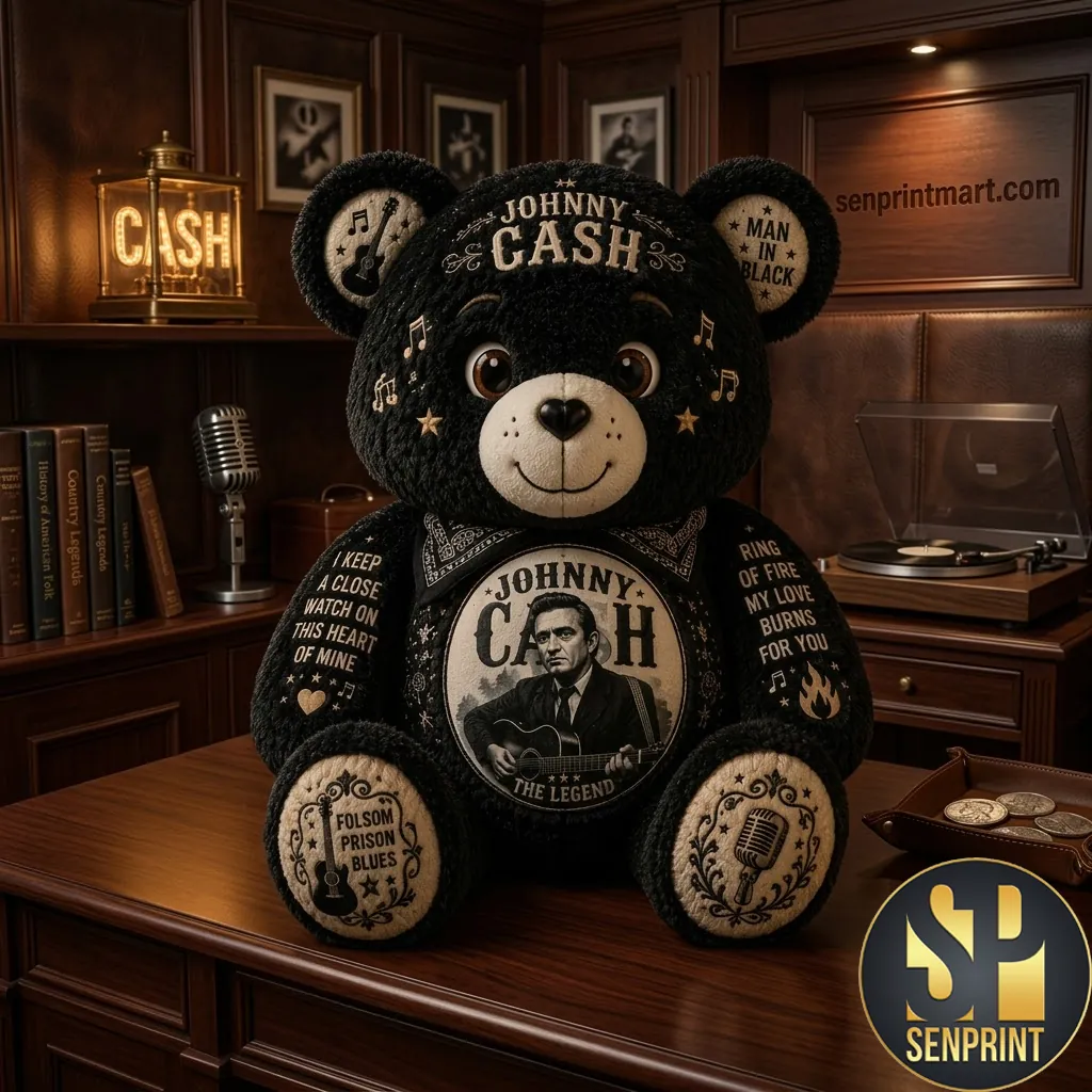 Johnny Cash Man In Black Commemorative Country Music Plush Bear