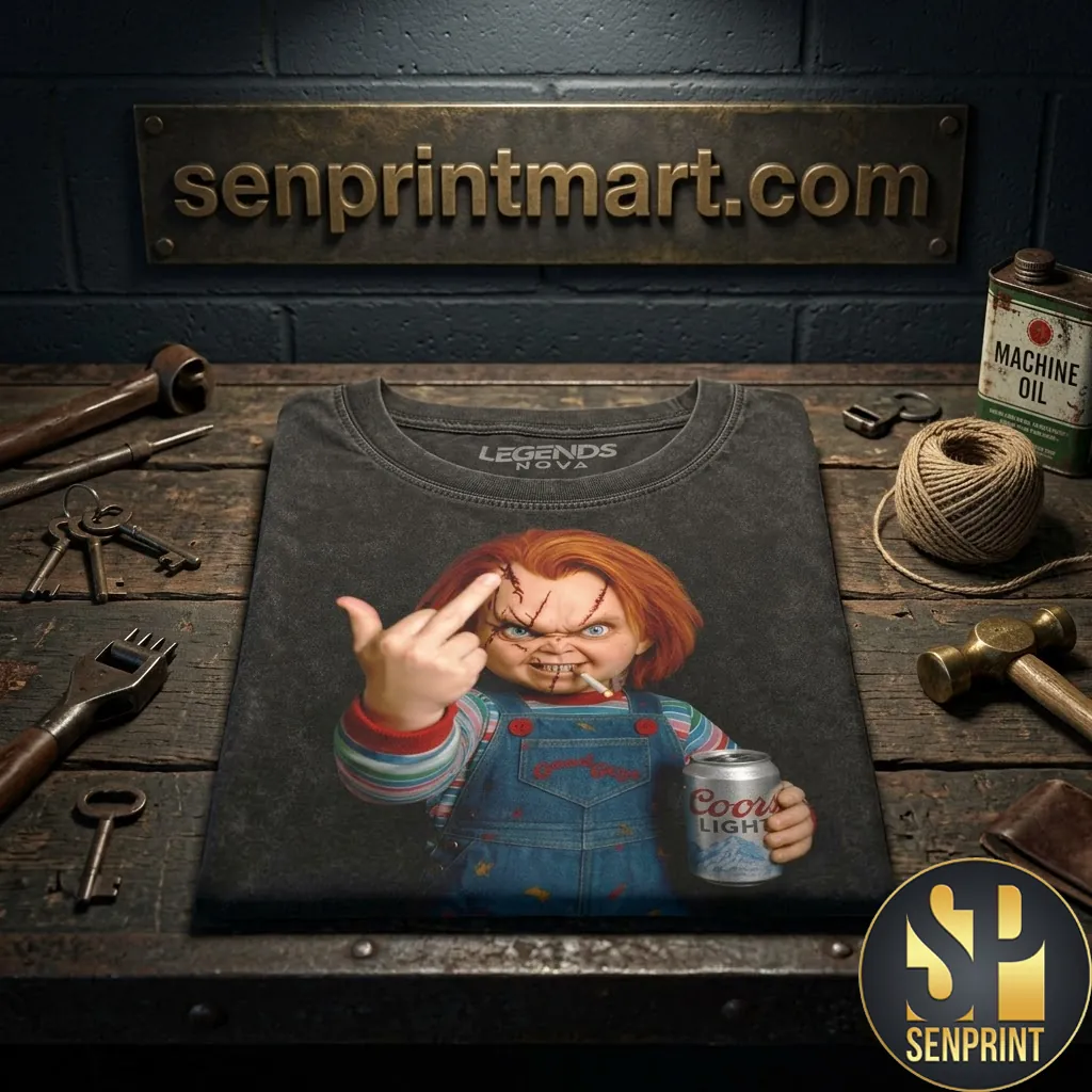 Chucky Middle Finger Coors Light Vintage Graphic T-Shirt