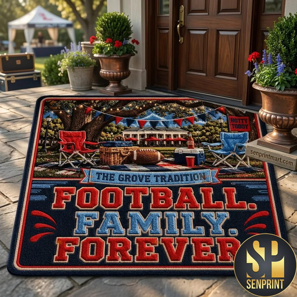 Ole Miss Rebels The Grove Football Family Forever Custom Door Mat