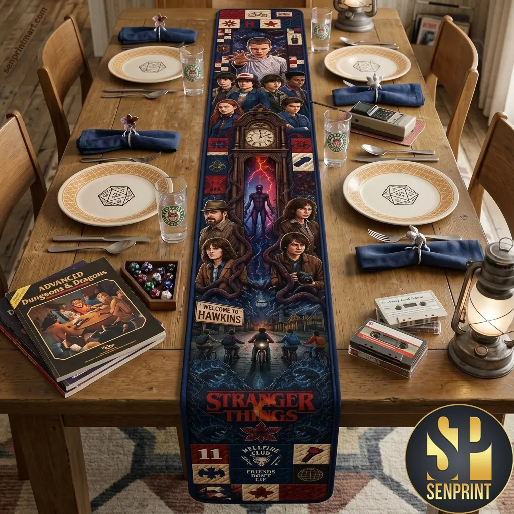 Stranger Things Welcome To Hawkins Quilted Table Runner