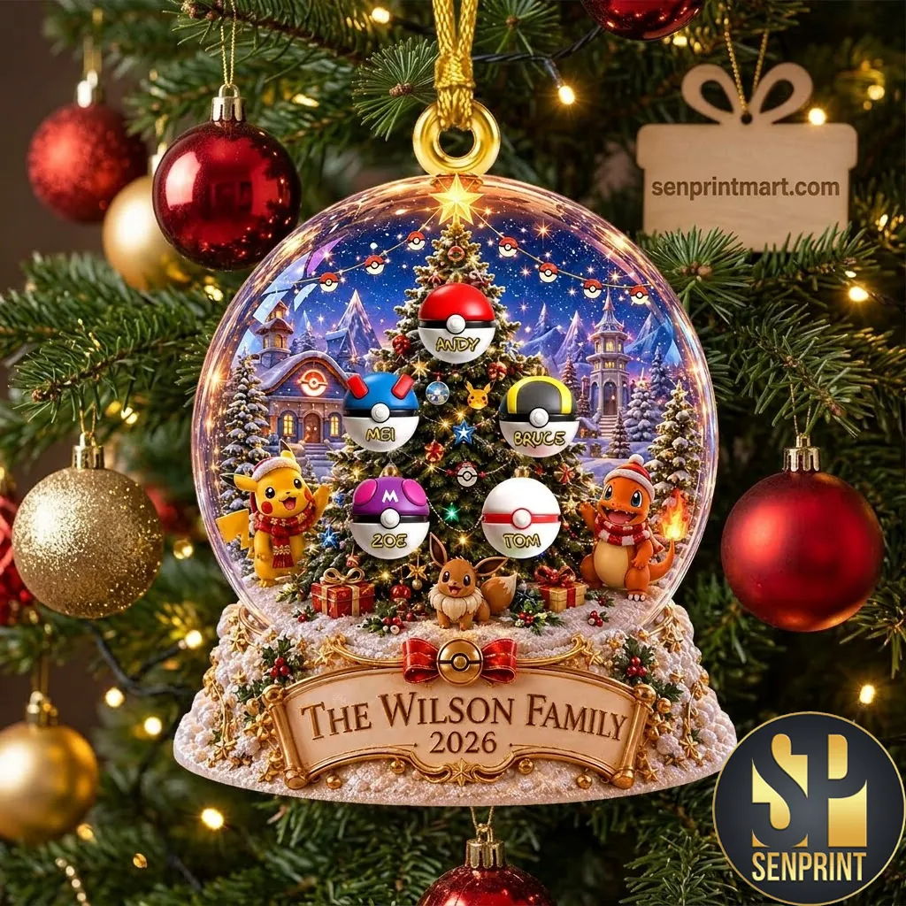 Personalized Pokemon Christmas Tree Family Ornament