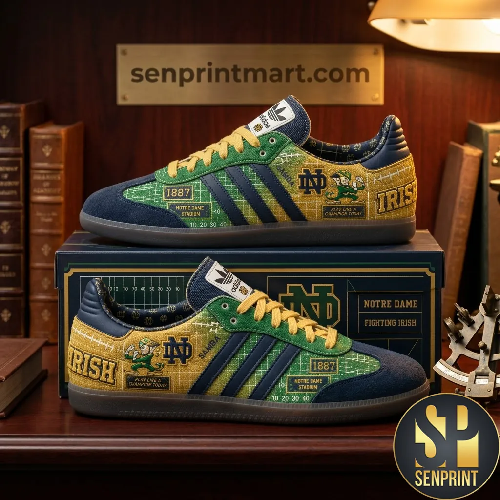 Notre Dame Fighting Irish Custom Samba Football Shoes