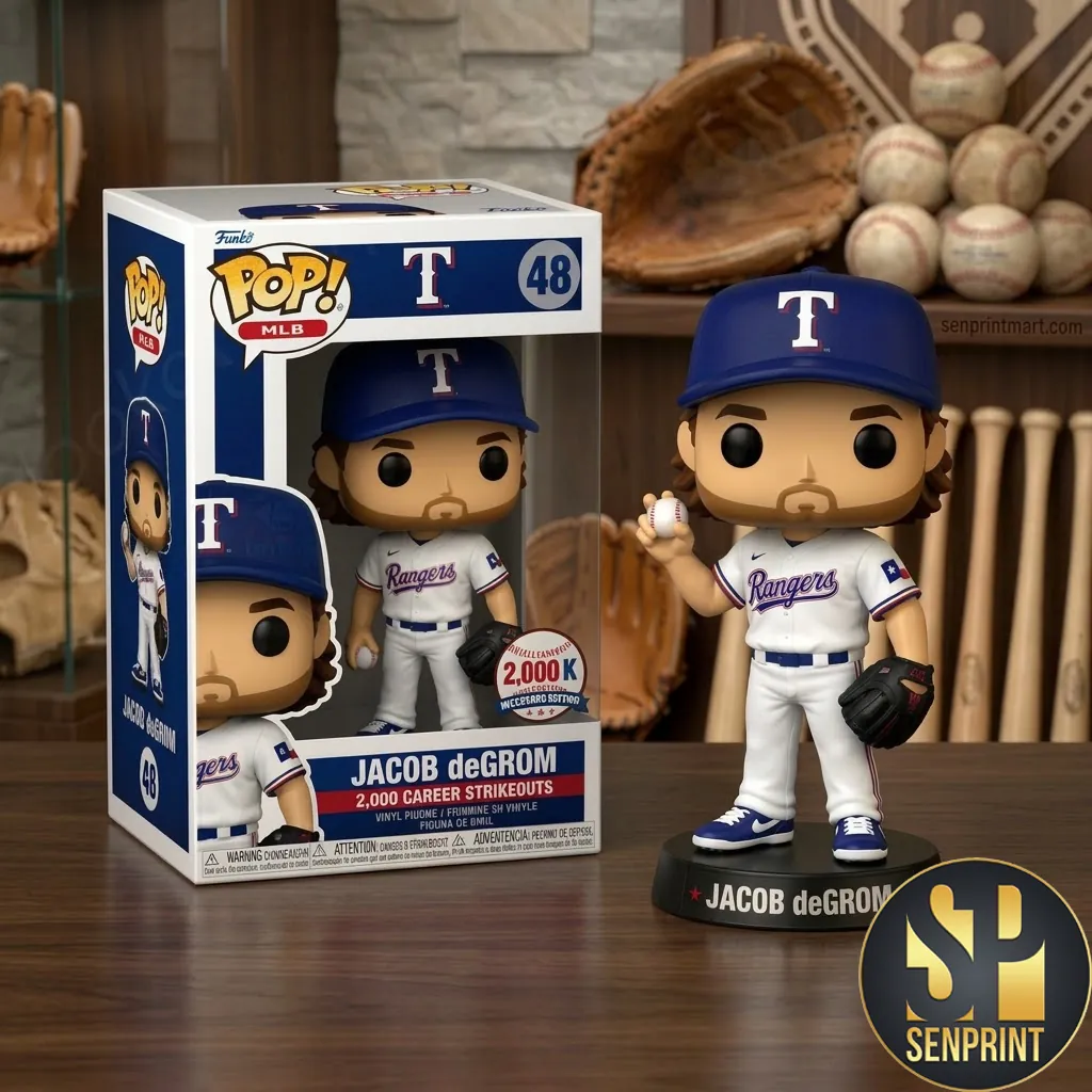 Jacob deGrom Texas Rangers 2000 Strikeouts Milestone Pop Figure
