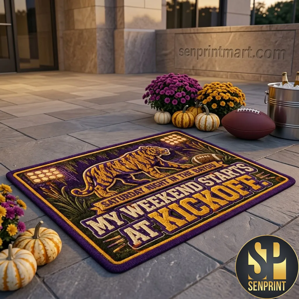 LSU Tigers Saturday Night In The Bayou Football Fan Area Rug