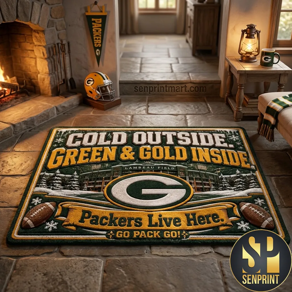 Green Bay Packers Cold Outside Green And Gold Inside Door Mat