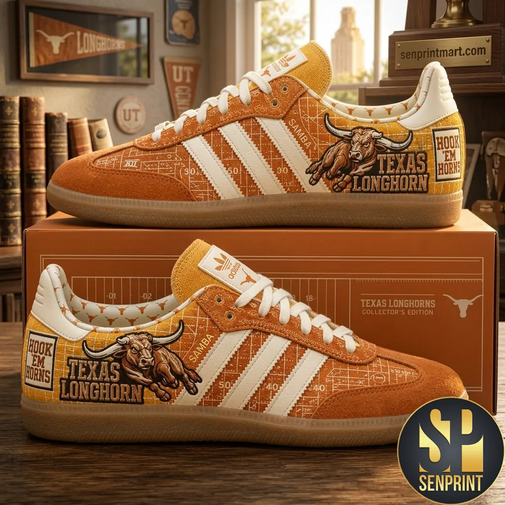 Texas Longhorns Hook Em Horns Custom Samba Sneakers