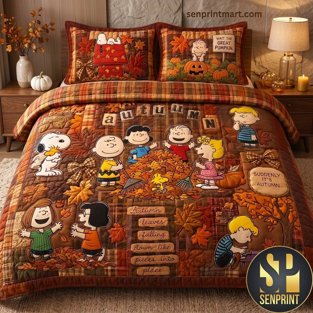 Snoopy Great Pumpkin Autumn Harvest Personalized Bedding Set