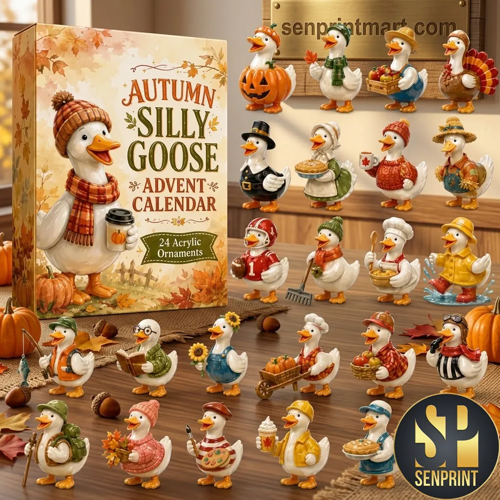 Autumn Silly Goose 24 Piece Acrylic Ornament Advent Calendar