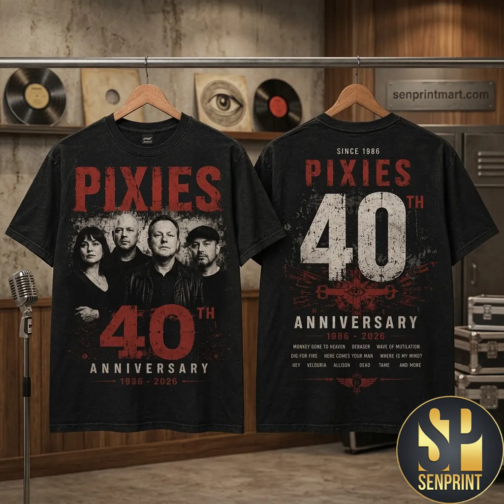 Pixies 40th Anniversary 1986-2026 Vintage Style Graphic T-Shirt