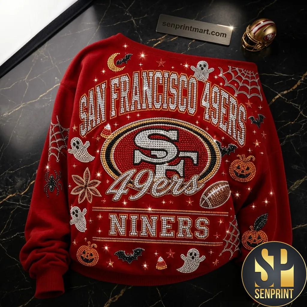 San Francisco 49ers Halloween Rhinestone Graphic Sweatshirt
